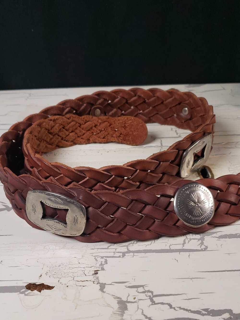 'H Brand' Vintage Western Boho Braided Leather Belt - Women's size S - Picture 5 of 11